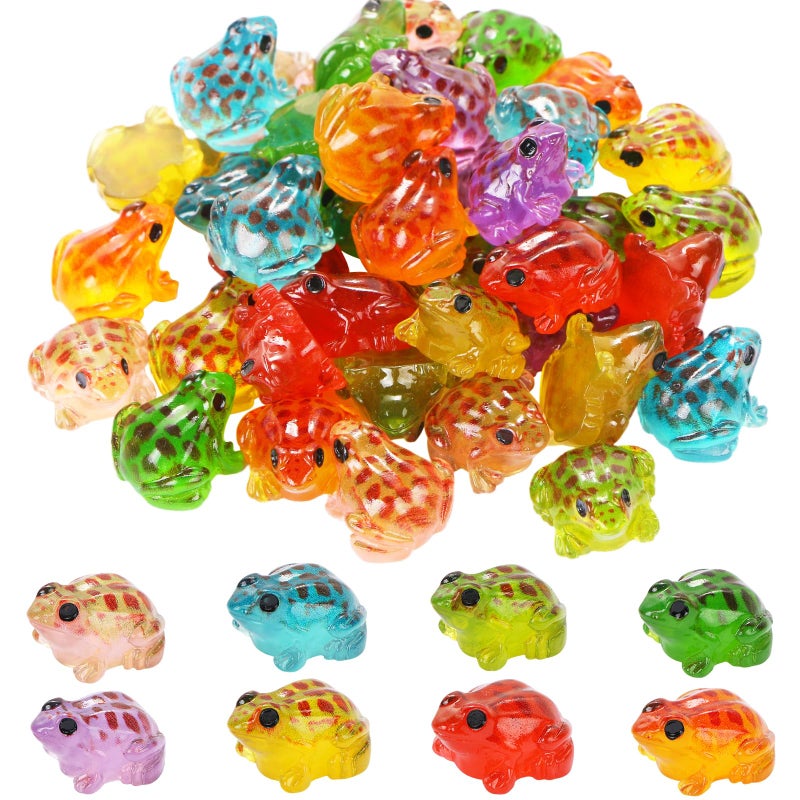 HOMICO 40 Pieces Resin Mini Frogs Luminous Mini Animals Tiny Animals for Crafts Dollhouse Fairy Garden Micro Moss Landscape Aquarium Potted Plant Decor - Image 1